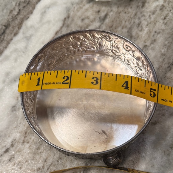 Vintage VMC Clear Glass Floral Frog with Silver Plate Stand Denmark France - Picture 6 of 10